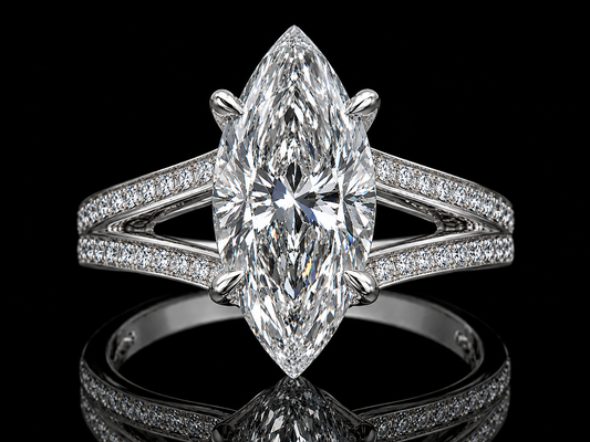 Gold 4.02 CT Marquise Lab-Grown Diamond Split-Shank Engagement Ring – IGI Certified Angelica Jewellers