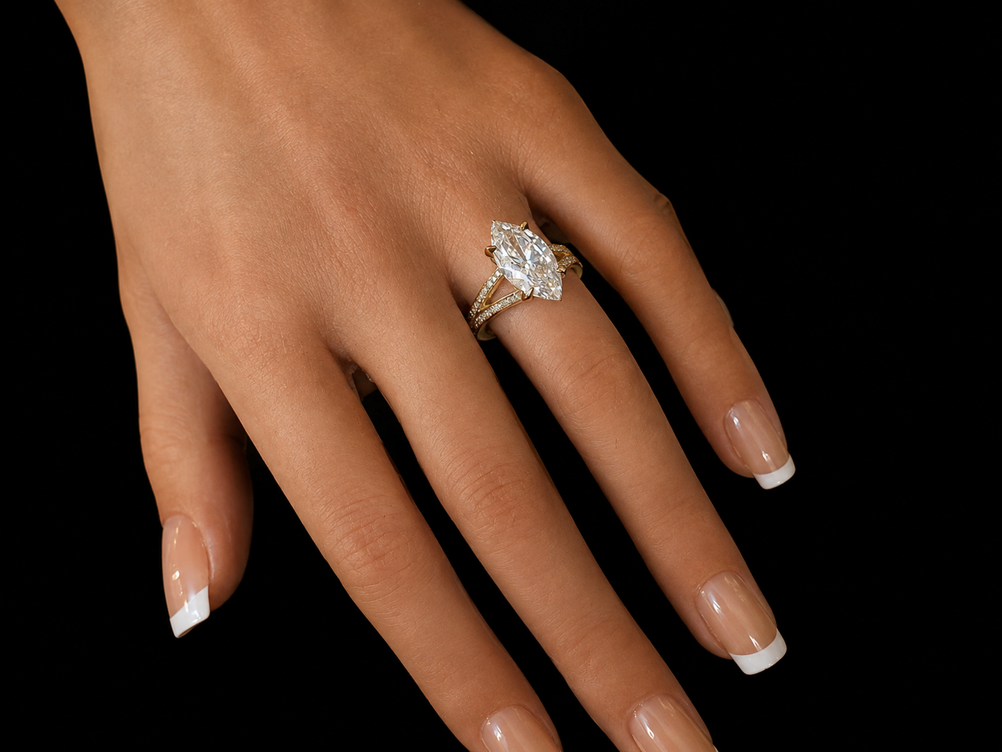 14K Gold 4.02 CT Marquise Lab-Grown Diamond Split-Shank Engagement Ring – IGI Certified