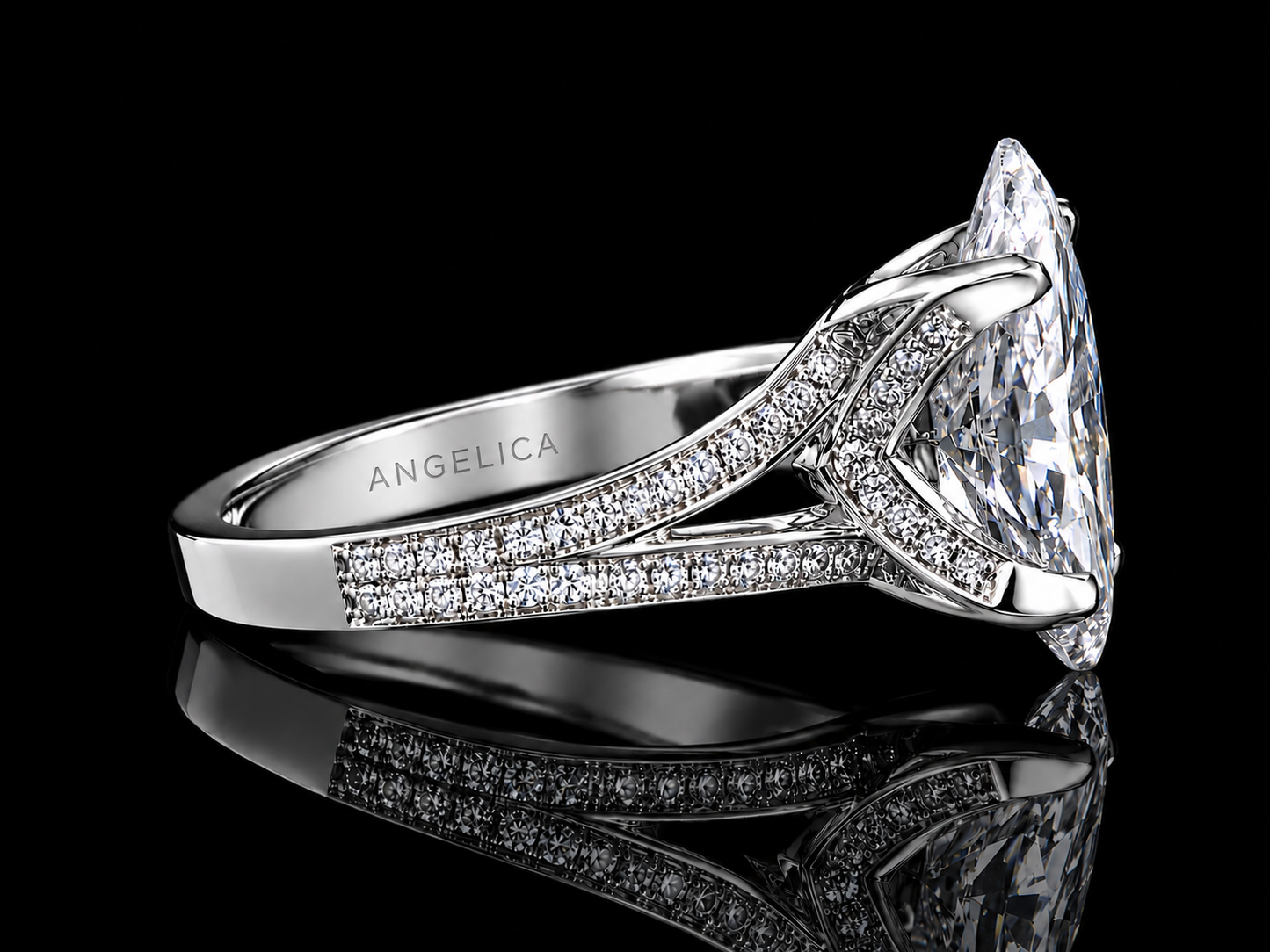14K Gold 4.02 CT Marquise Lab-Grown Diamond Split-Shank Engagement Ring – IGI Certified