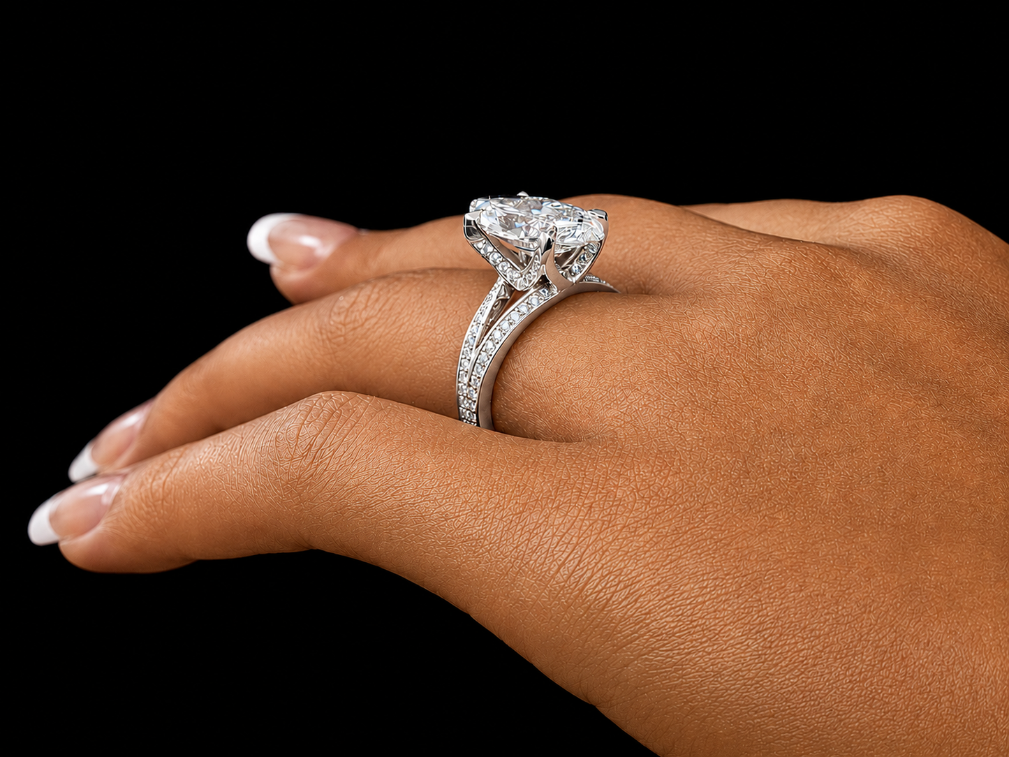 14K Gold 4.02 CT Marquise Lab-Grown Diamond Split-Shank Engagement Ring – IGI Certified