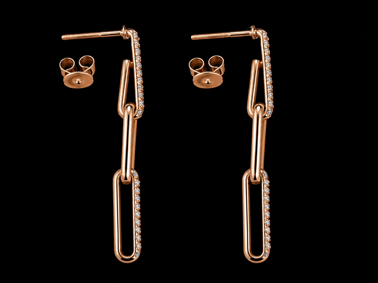 14K Rose Gold Lab Diamond Paper Clip Drop Earrings – 0.69 CTW VS–VVS F+ superbell