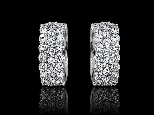 14K White Gold Lab Diamond Pavé Huggie Earrings – 1.40 CTW superbell