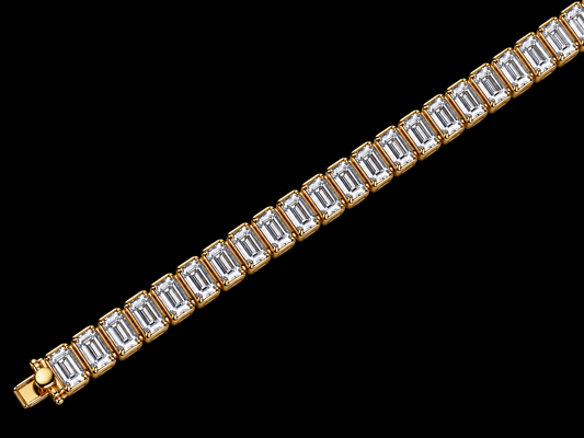 14K Yellow Gold Emerald-Cut Lab-Grown Diamond Tennis Bracelet – 13.38 CT Angelica Jewellers