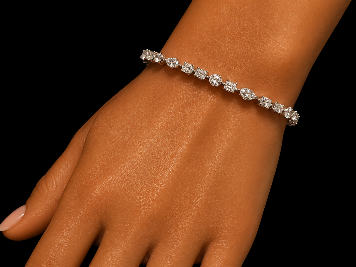 14K WHITE GOLD 3.70MM VVS-VS F+ LAB DIAMOND TENNIS BRACELET Angelica Jewellers