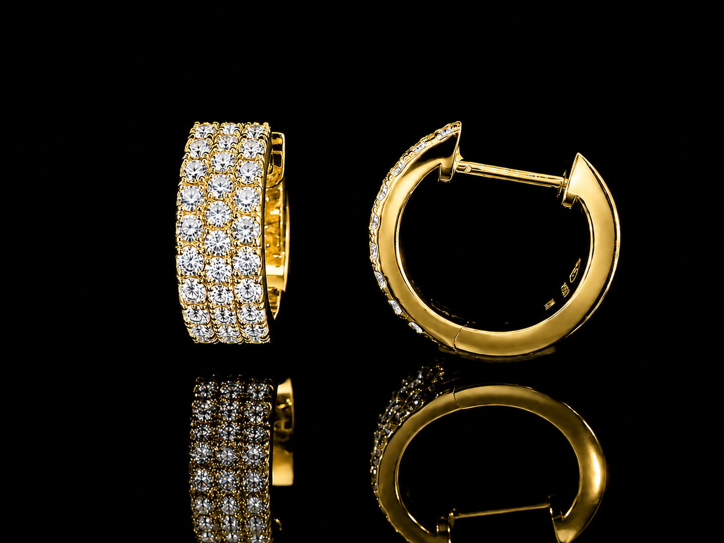 14K YELLOW GOLD 5MM HOOP DIAMOND EARRINGS Angelica Jewellers
