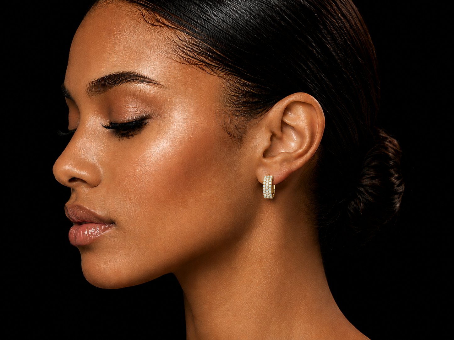 14K YELLOW GOLD 5MM HOOP DIAMOND EARRINGS Angelica Jewellers