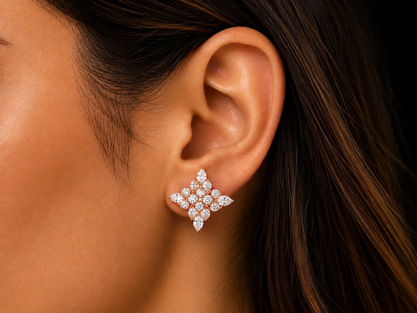 14K Rose Gold Diamond Statement Stud Earrings – Signature Collection Angelica Jewellers