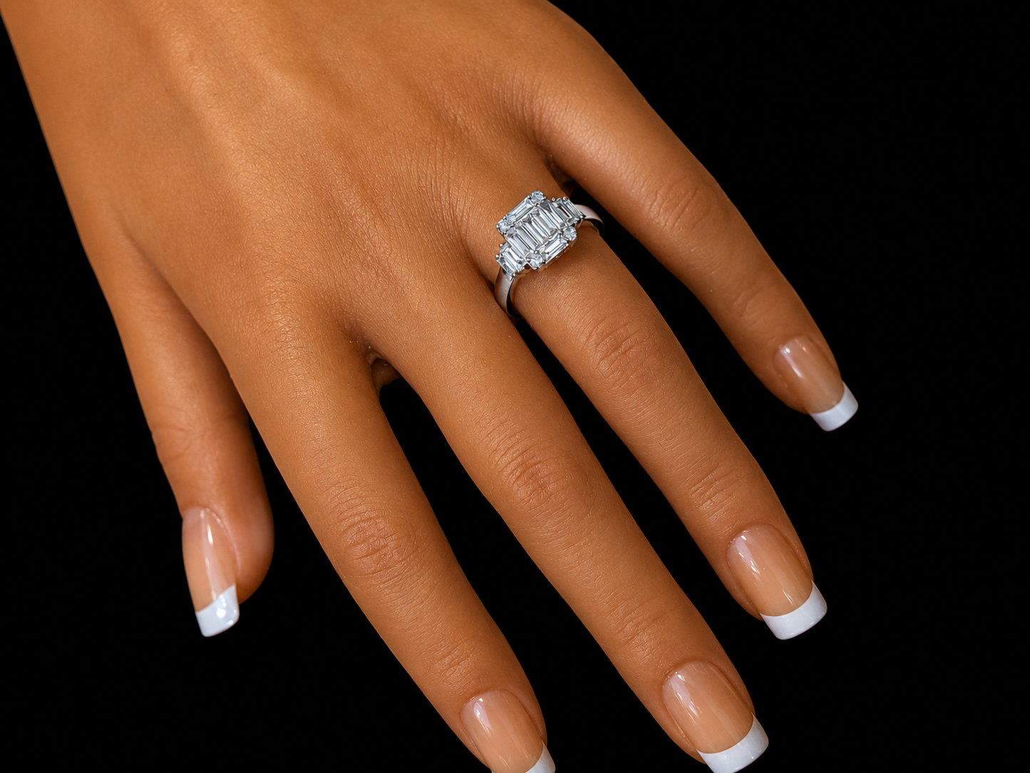 18K WHITE GOLD NATURAL DIAMOND TRILOGY ENGAGEMENT RING – 1.00 CT Angelica Jewellers