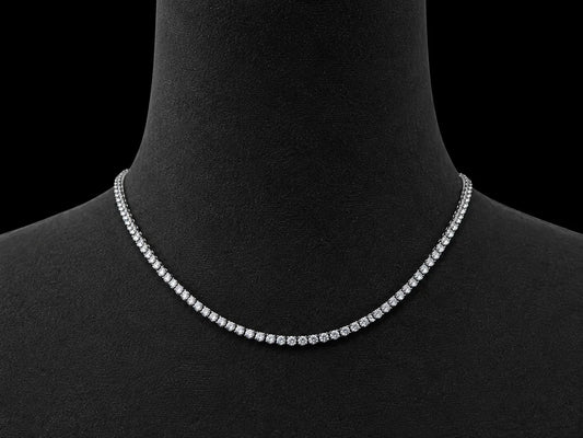 14K White Gold Natural Diamond Tennis Necklace – 6.75 CTW VVS F+ | 3.5mm | 17" Angelica Jewellers