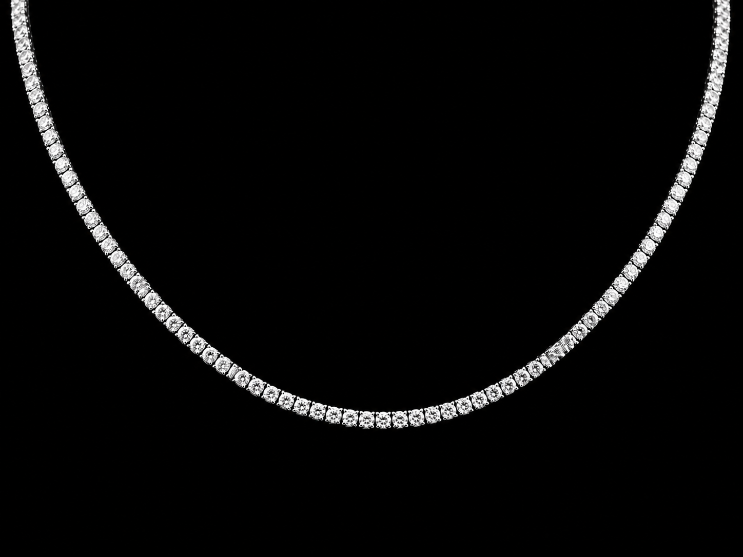 14K White Gold Natural Diamond Tennis Necklace – 3.50 CTW | VVS Clarity | D–F Color | 17" Angelica Jewellers