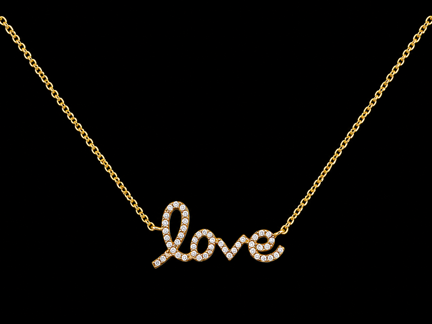 14K Yellow Gold Diamond "Love" Necklace Angelica Jewellers