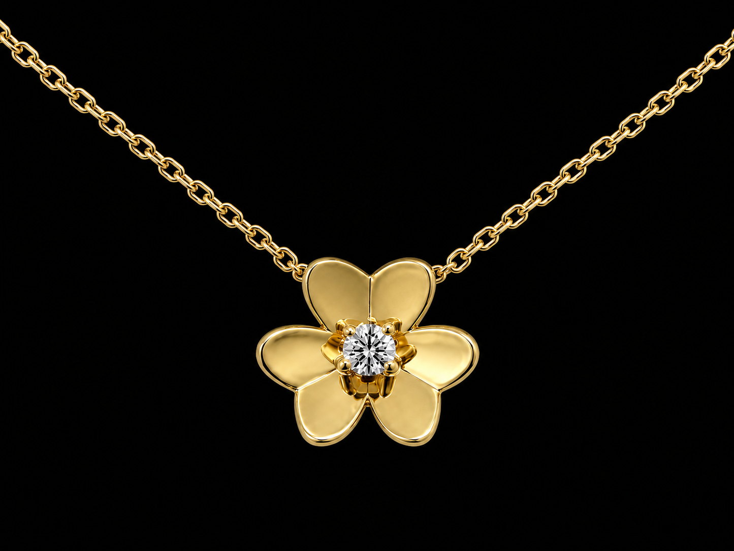 18K Yellow Gold Natural Diamond Clover Necklace – 0.06 CT Angelica Jewellers