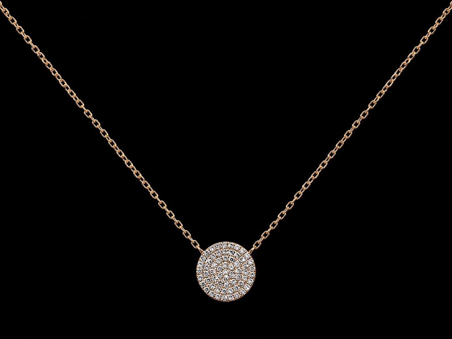 14K Rose Gold Natural Diamond Pavé Circle Necklace – 0.20 CT Angelica Jewellers