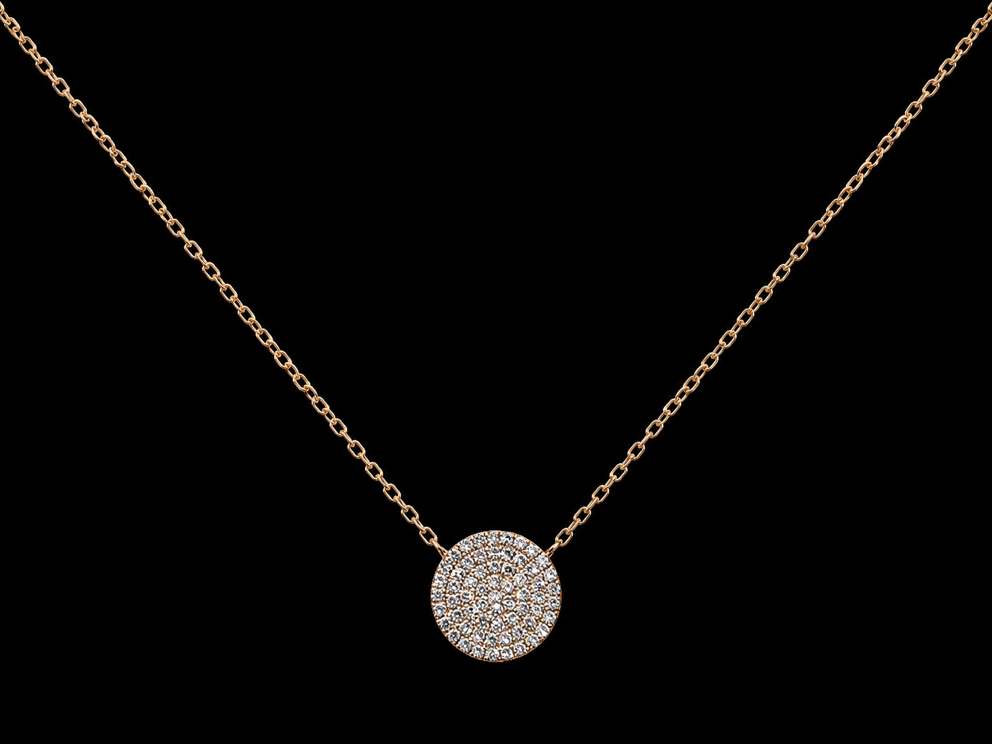 14K Rose Gold Natural Diamond Pavé Circle Necklace – 0.20 CT Angelica Jewellers