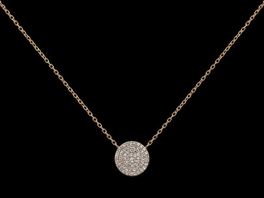 14K Rose Gold Natural Diamond Pavé Circle Necklace – 0.20 CT Angelica Jewellers