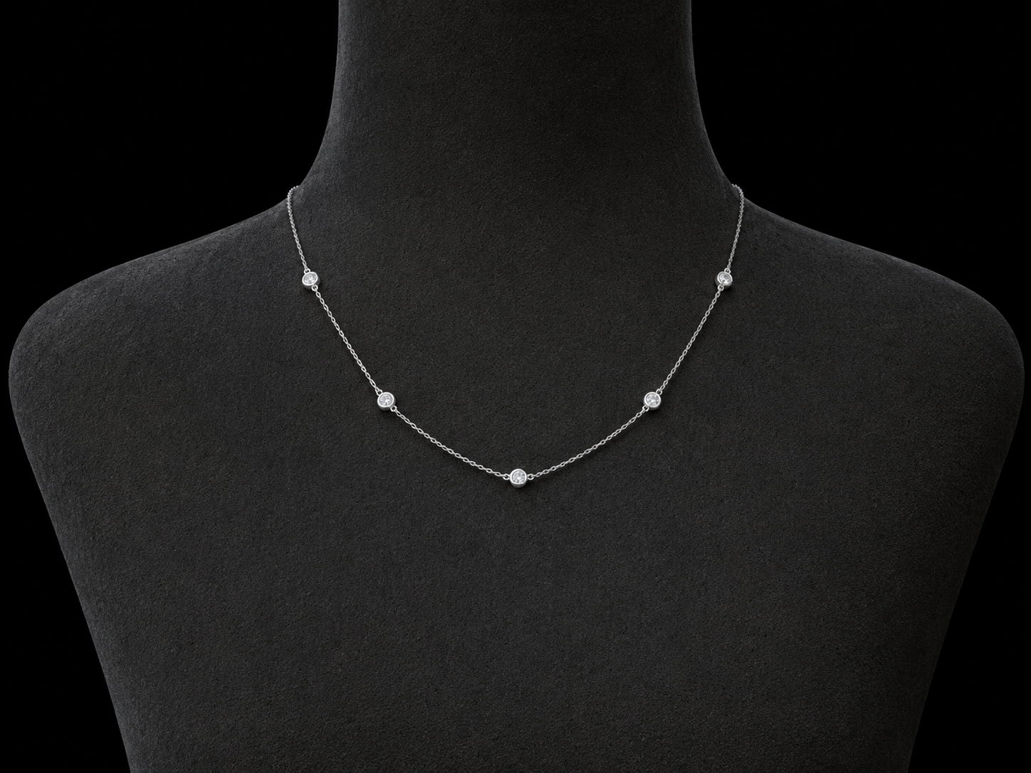 14K WHITE GOLD LAB-GROWN DIAMOND STATION NECKLACE – 1.75 CT Angelica Jewellers