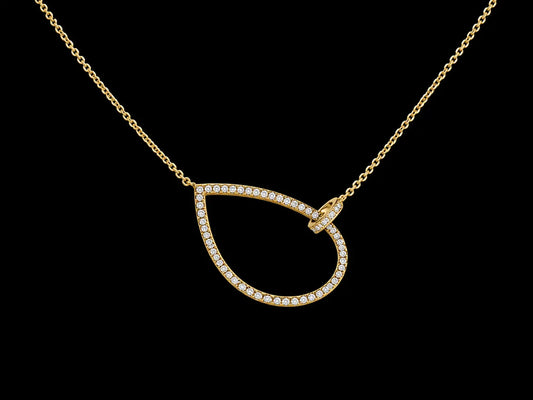 14K Yellow Gold Diamond Openwork Drop Pendant Necklace – 0.29 CT Angelica Jewellers
