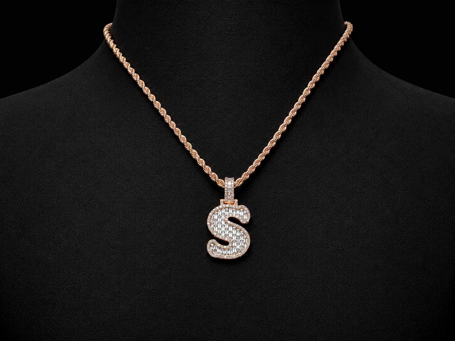 10K Rose Gold S Initial Diamond Pendant – 1. 28 CT Angelica Jewellers