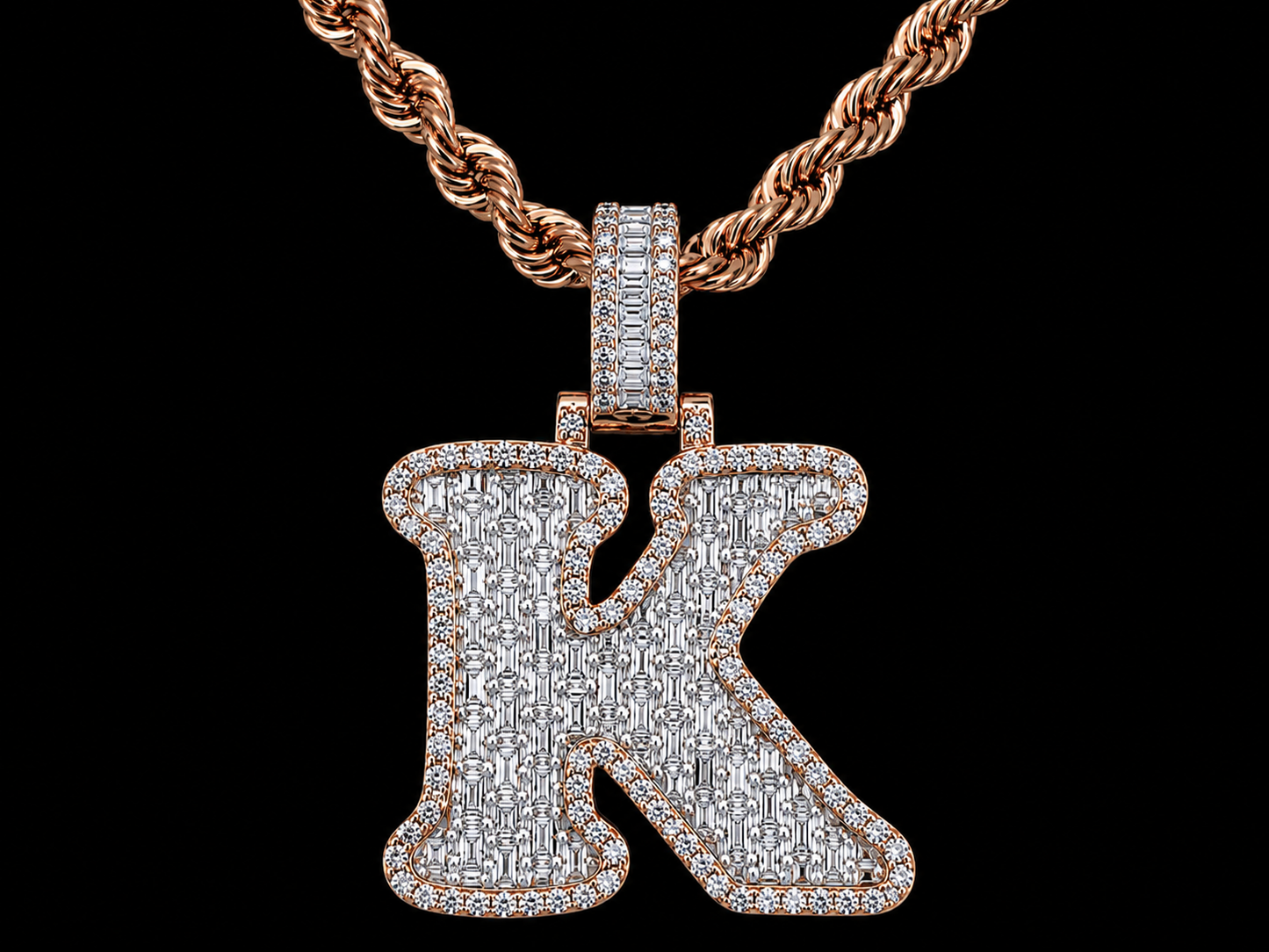 14K Rose Gold G Initial Diamond Pendant – 1.40 CT (Copy) Angelica Jewellers