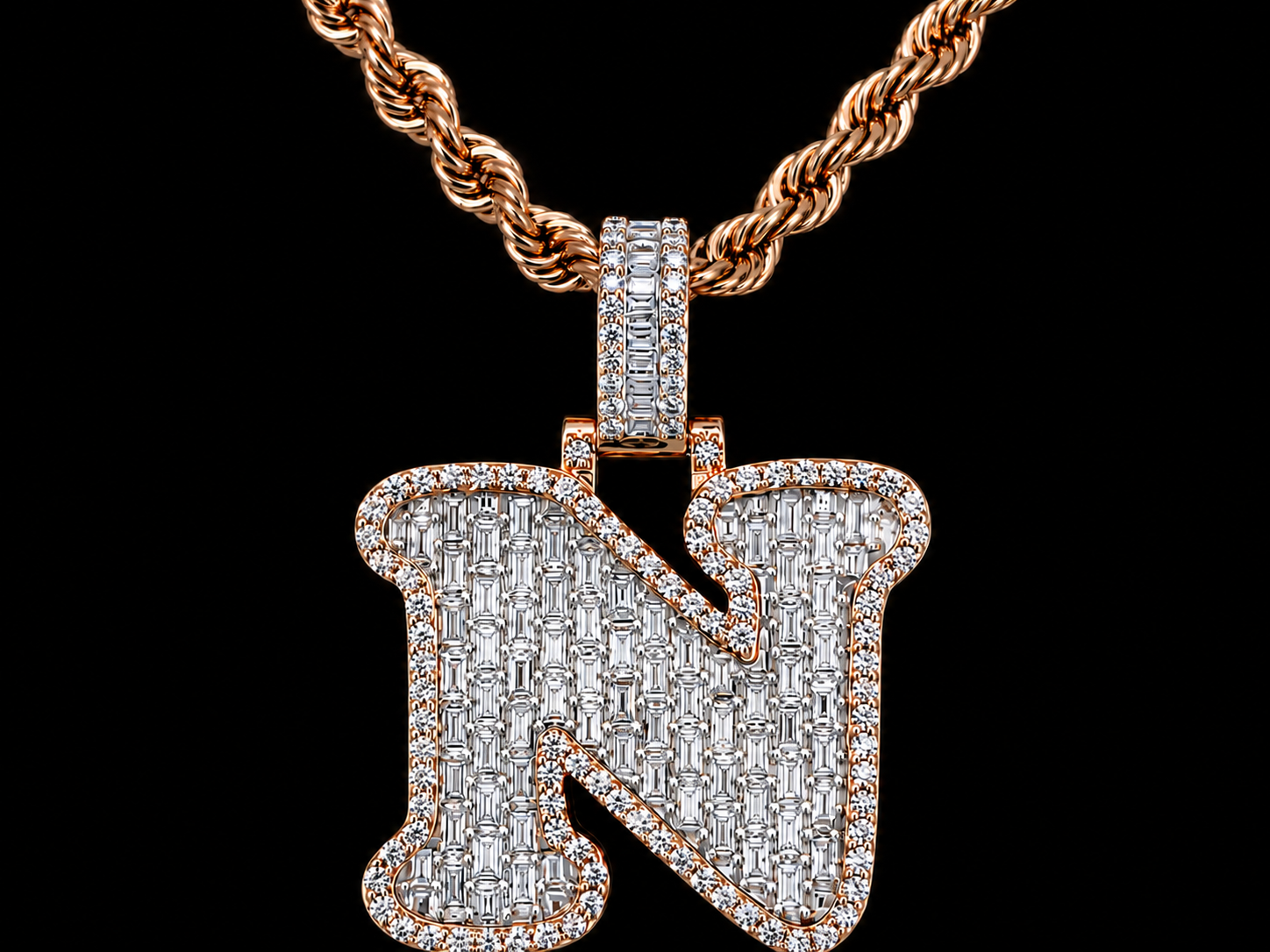 10K Rose Gold K Initial Diamond Pendant – 1. 58 CT (Copy) Angelica Jewellers
