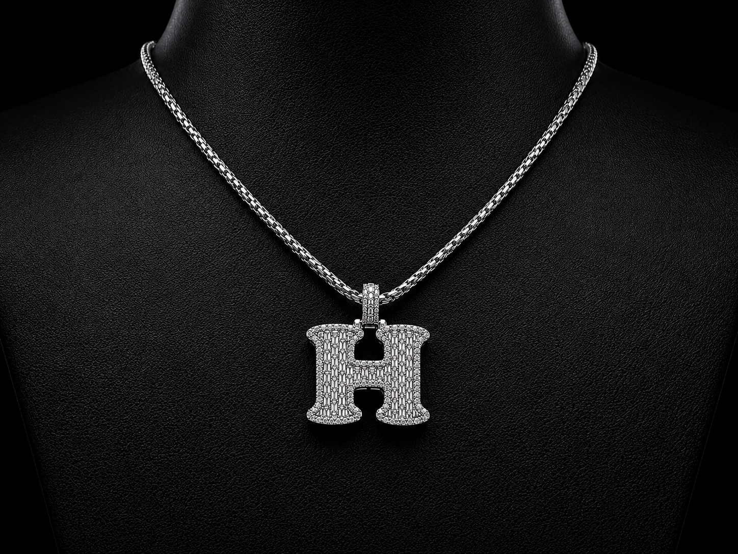 10K White Gold H Initial Diamond Pendant – 1. 72CT Angelica Jewellers