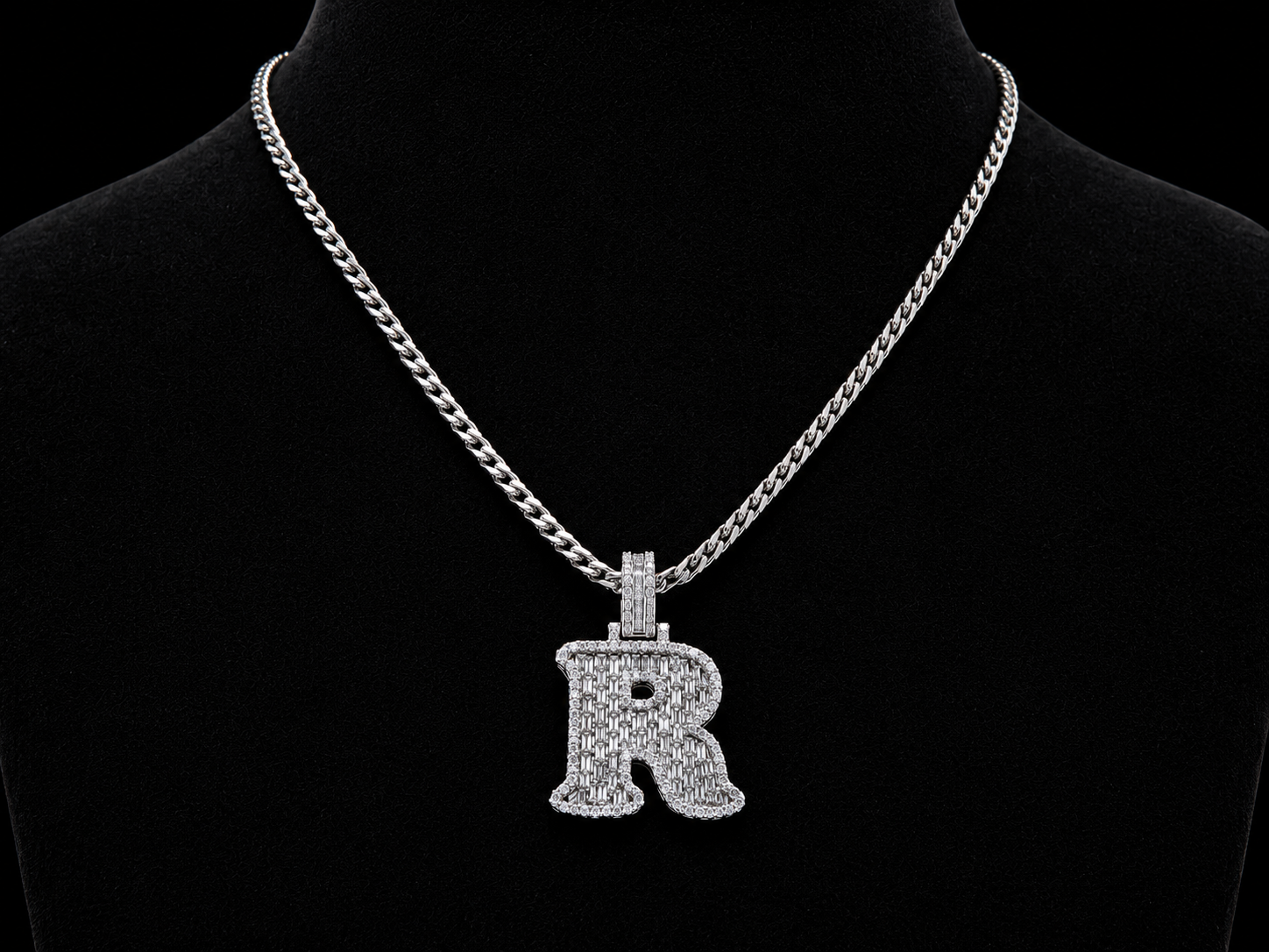 10K White Gold R Initial Diamond Pendant – 1. 71 CT Angelica Jewellers