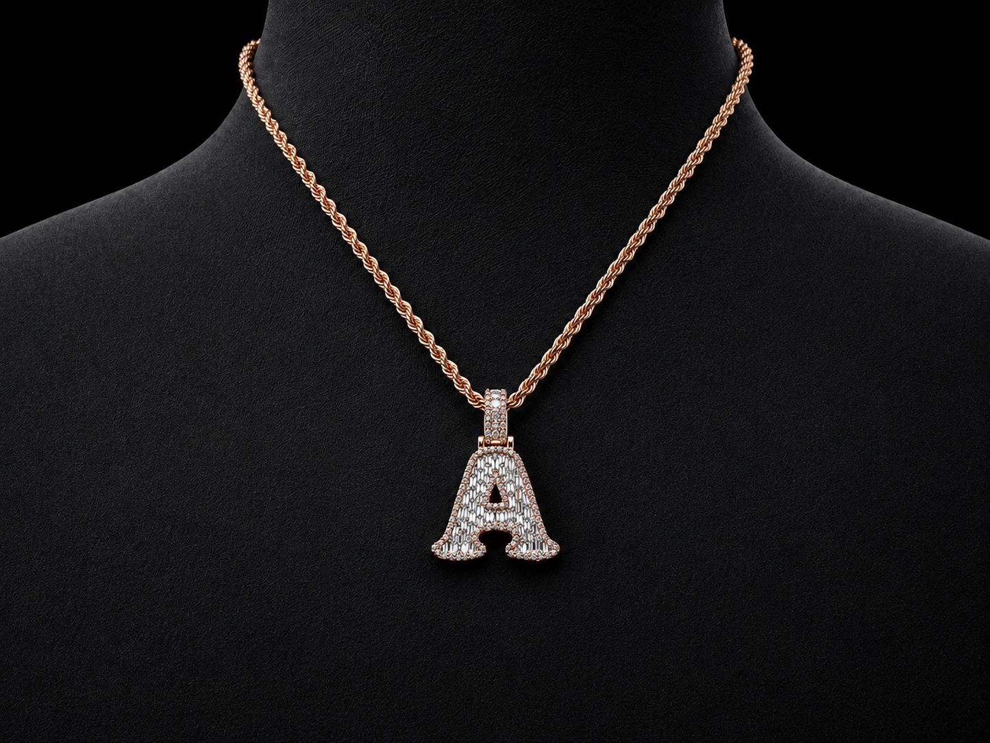 14K Rose Gold G Initial Diamond Pendant – 1.40 CT Angelica Jewellers