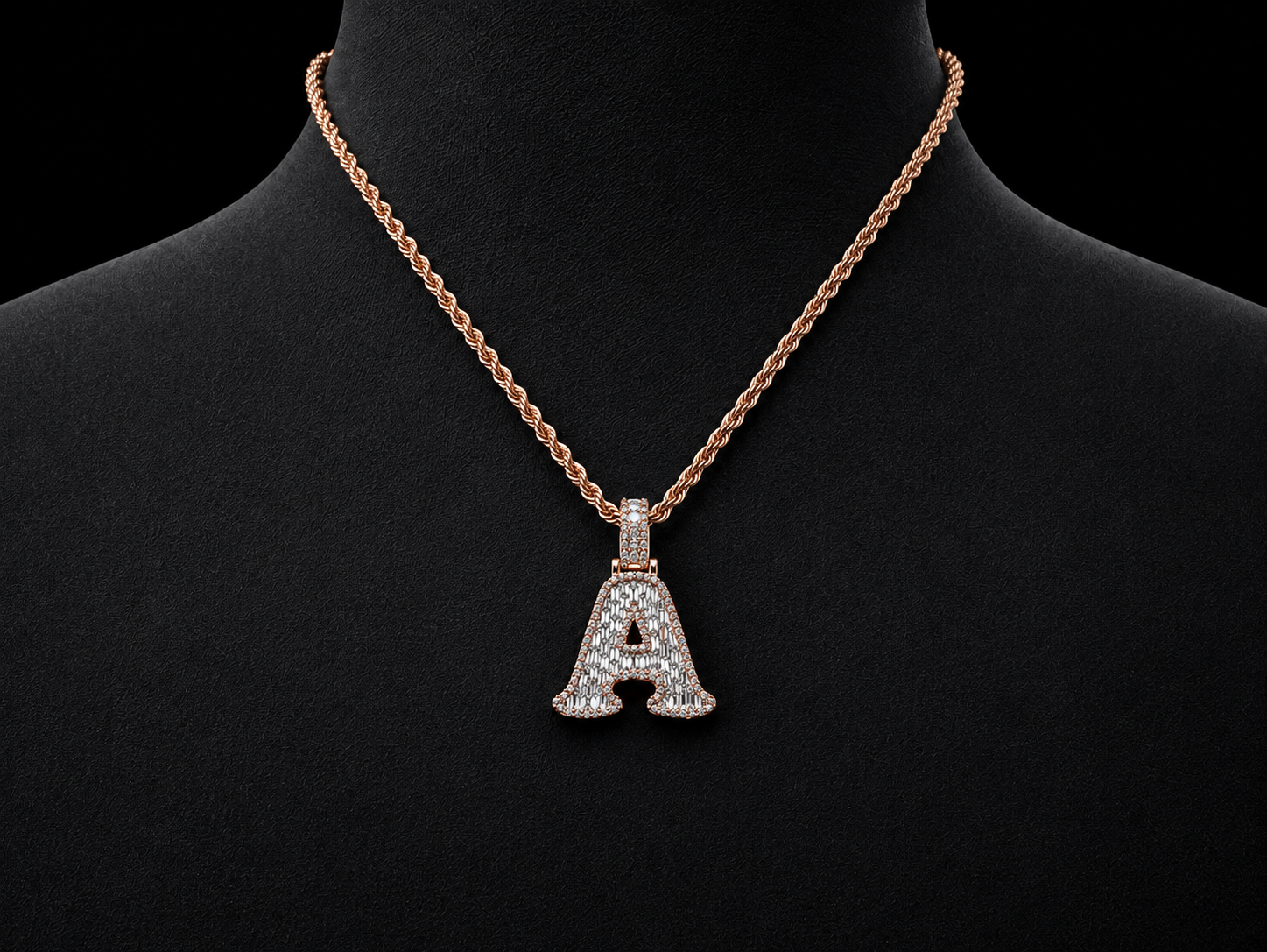14K Rose Gold G Initial Diamond Pendant – 1.40 CT Angelica Jewellers