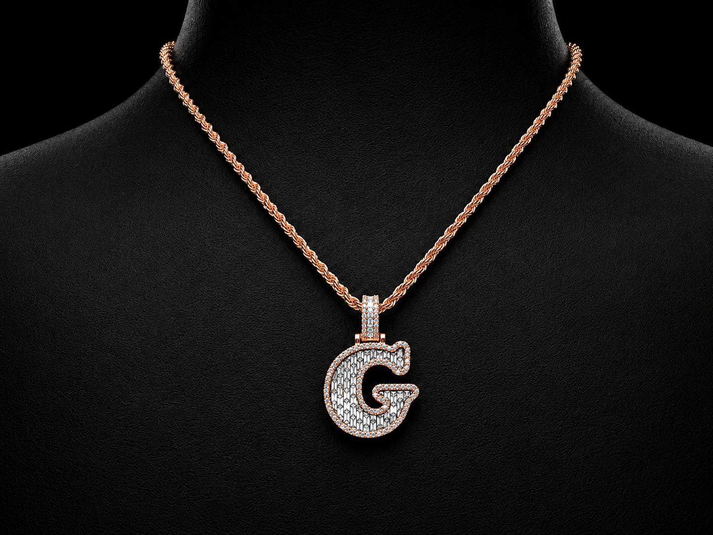 10K Rose Gold G Initial Diamond Pendant – 1.69 CT Angelica Jewellers
