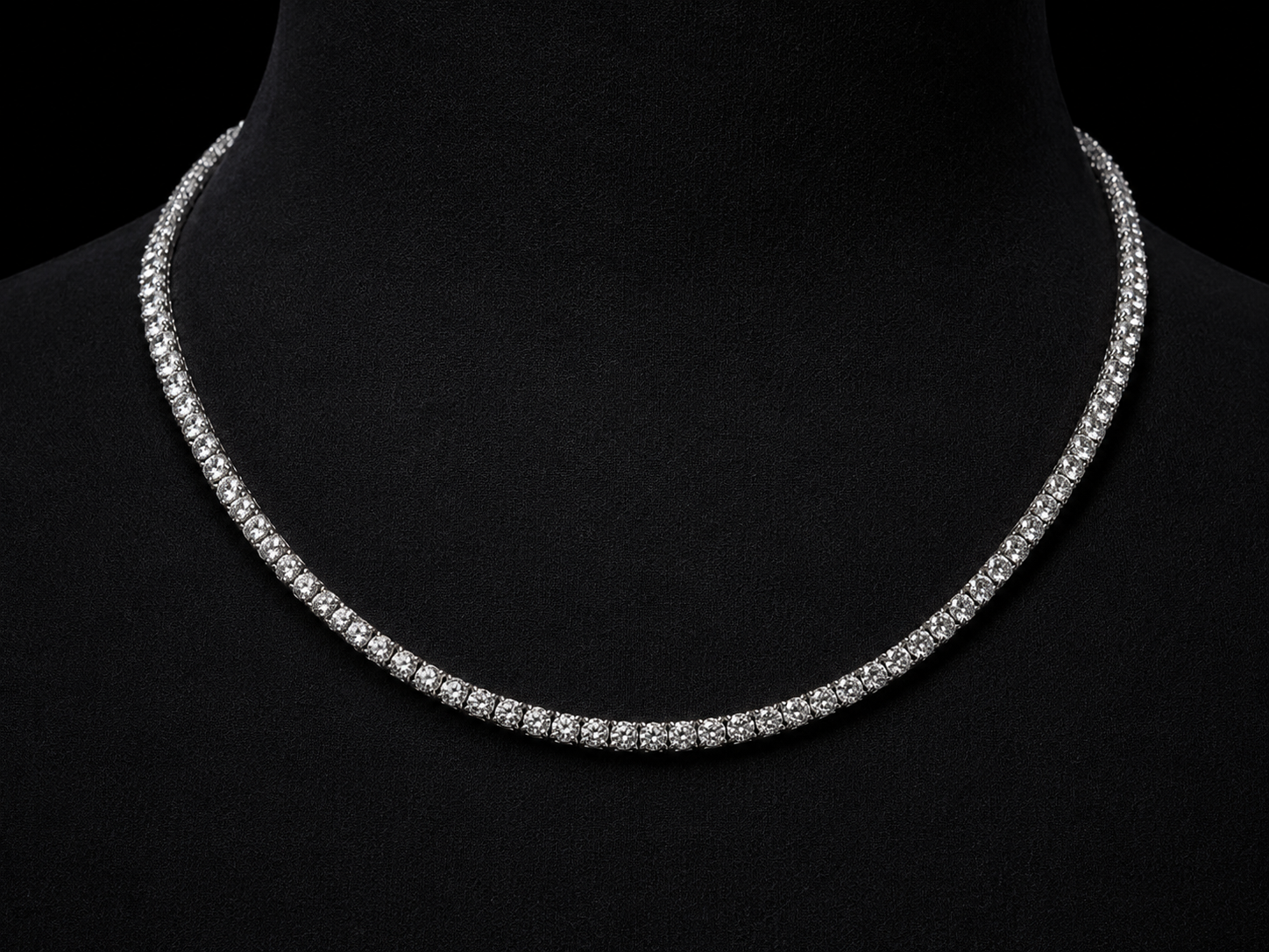 14K White Gold Natural Diamond Tennis Necklace – 3.50 CTW | VVS Clarity | D–F Color | 17" (Copy) Angelica Jewellers