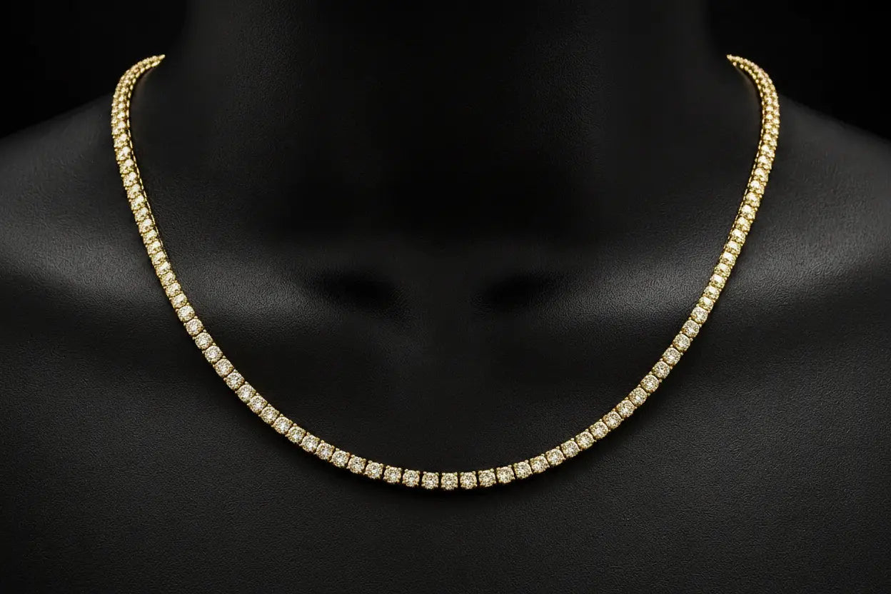 14K White Gold Lab-Grown Diamond Tennis Necklace – 14.80 CT Angelica Jewellers