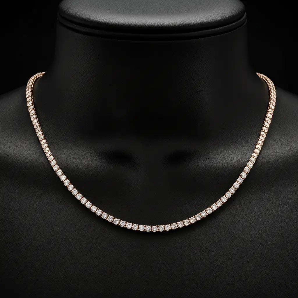14K White Gold Lab-Grown Diamond Tennis Necklace – 14.80 CT Angelica Jewellers
