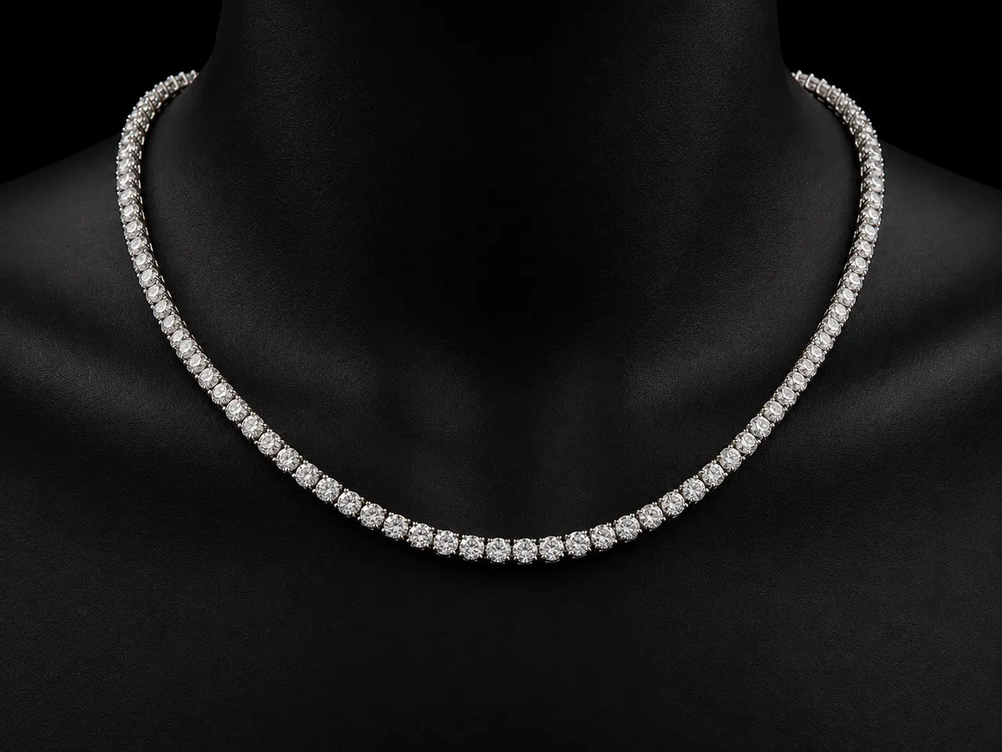 14K White Gold Natural Diamond Tennis Necklace – 6.75 CTW VVS F+ | 3.5mm | 17" Angelica Jewellers