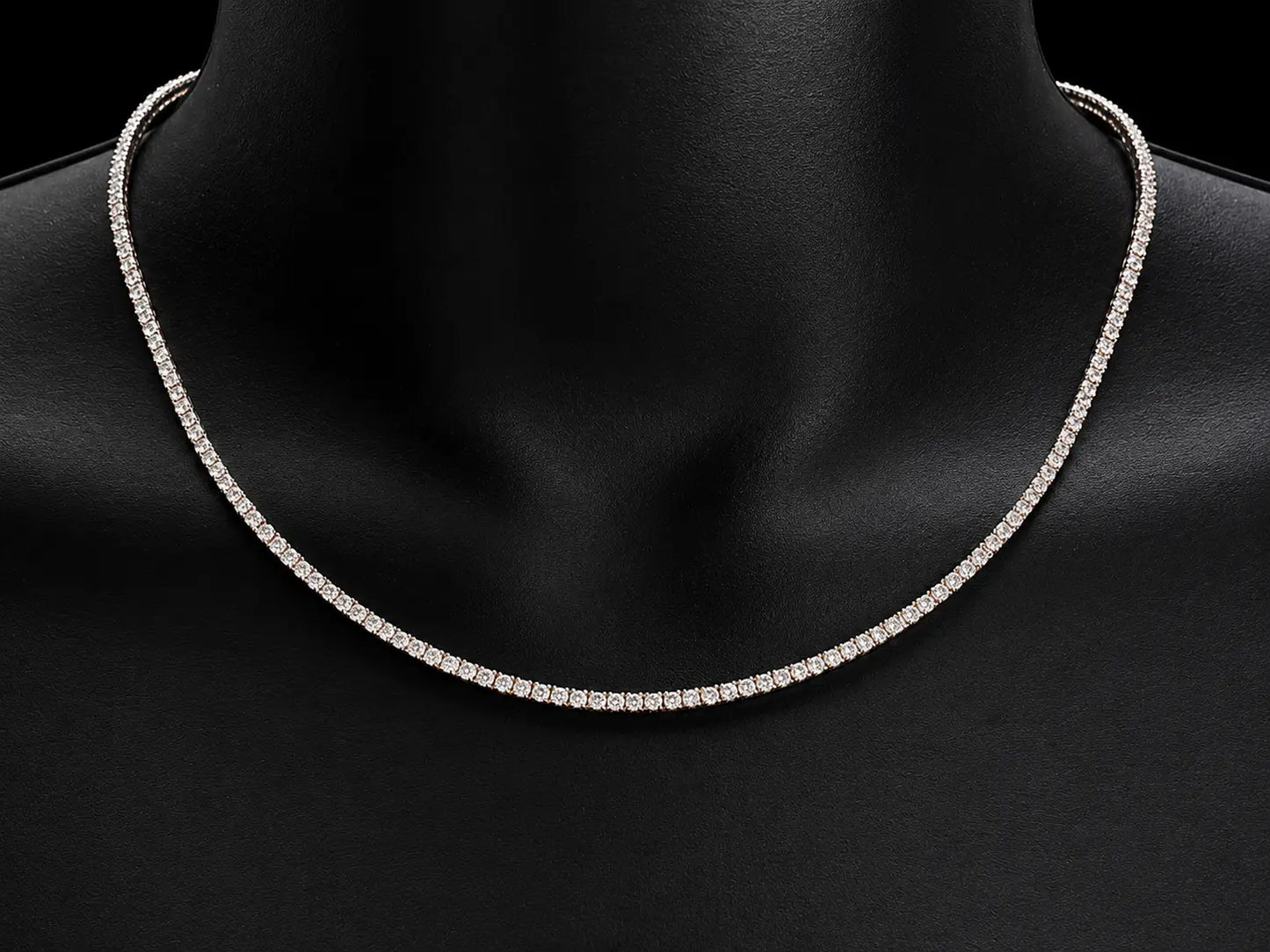 14K White Gold Natural Diamond Tennis Necklace – 3.50 CTW | VVS Clarity | D–F Color | 17" Angelica Jewellers