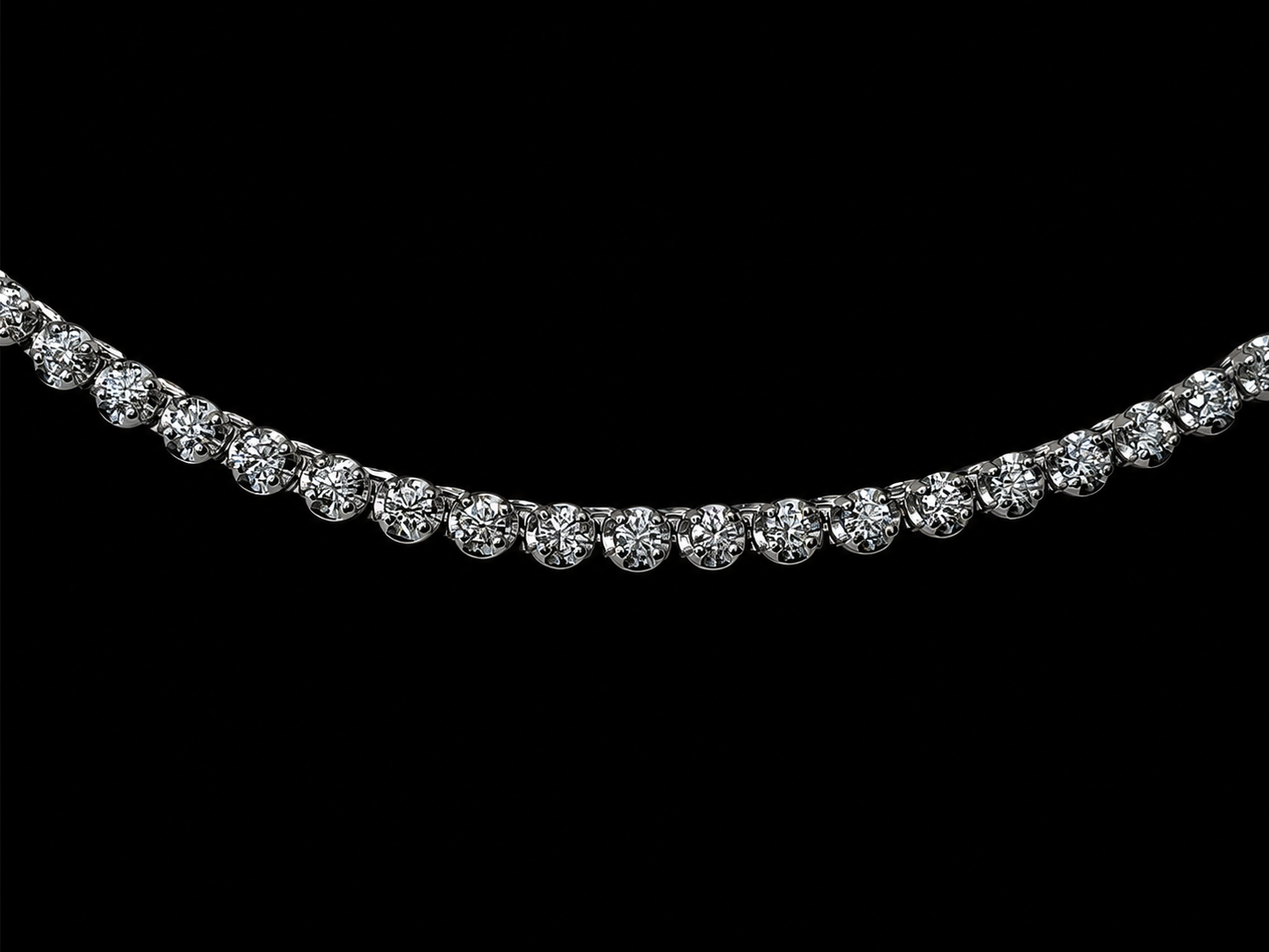 14K White Gold Crown-Set Diamond Tennis Necklace – 3.90 CT Angelica Jewellers