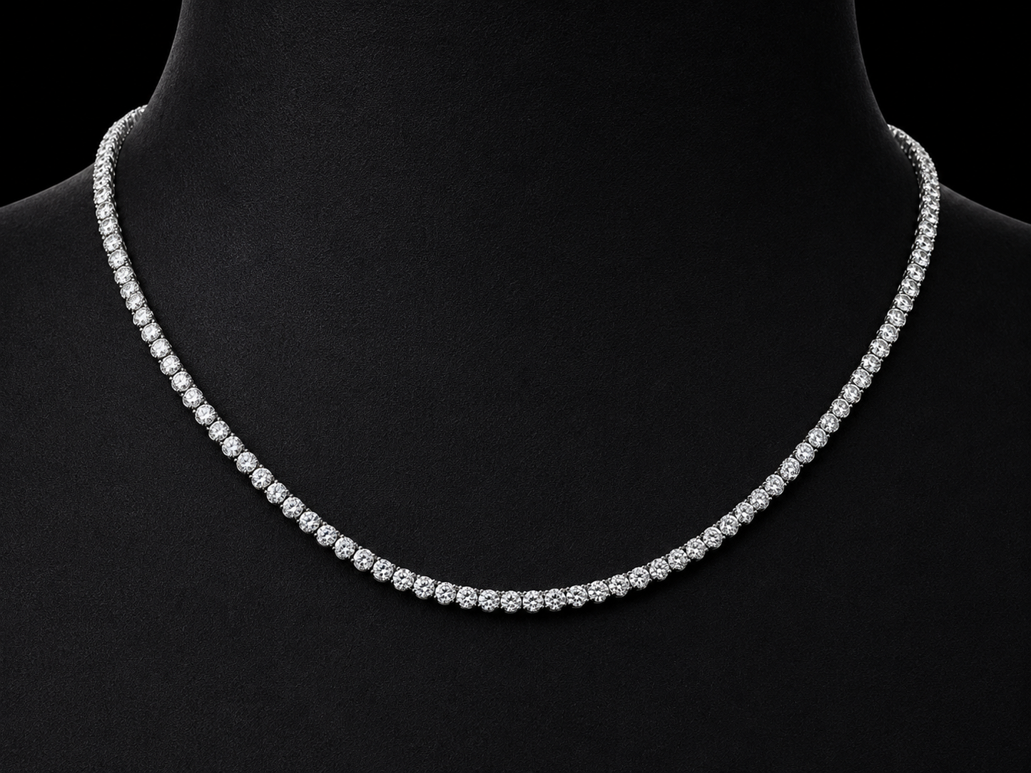 14K White Gold Crown-Set Diamond Tennis Necklace – 3.90 CT Angelica Jewellers