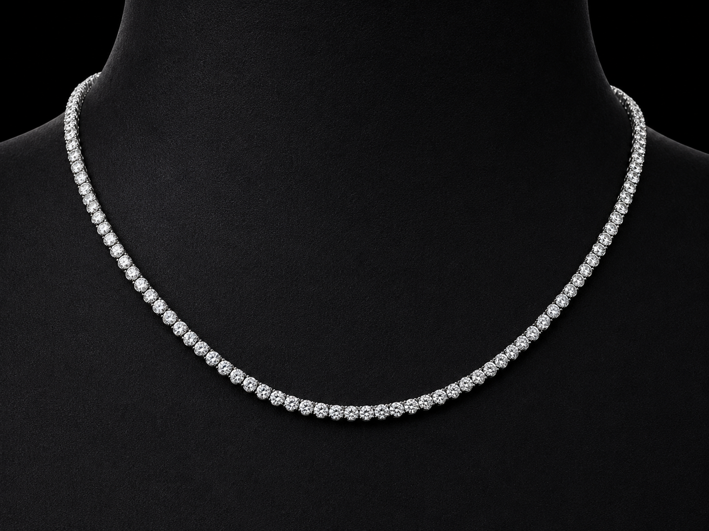 14K White Gold Crown-Set Diamond Tennis Necklace – 3.90 CT Angelica Jewellers