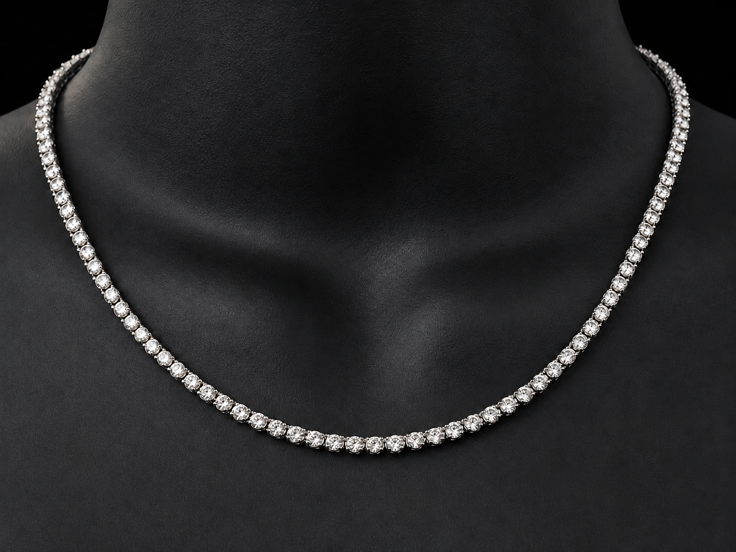 14K White Gold Crown-Set Diamond Tennis Necklace – 3.90 CT Angelica Jewellers