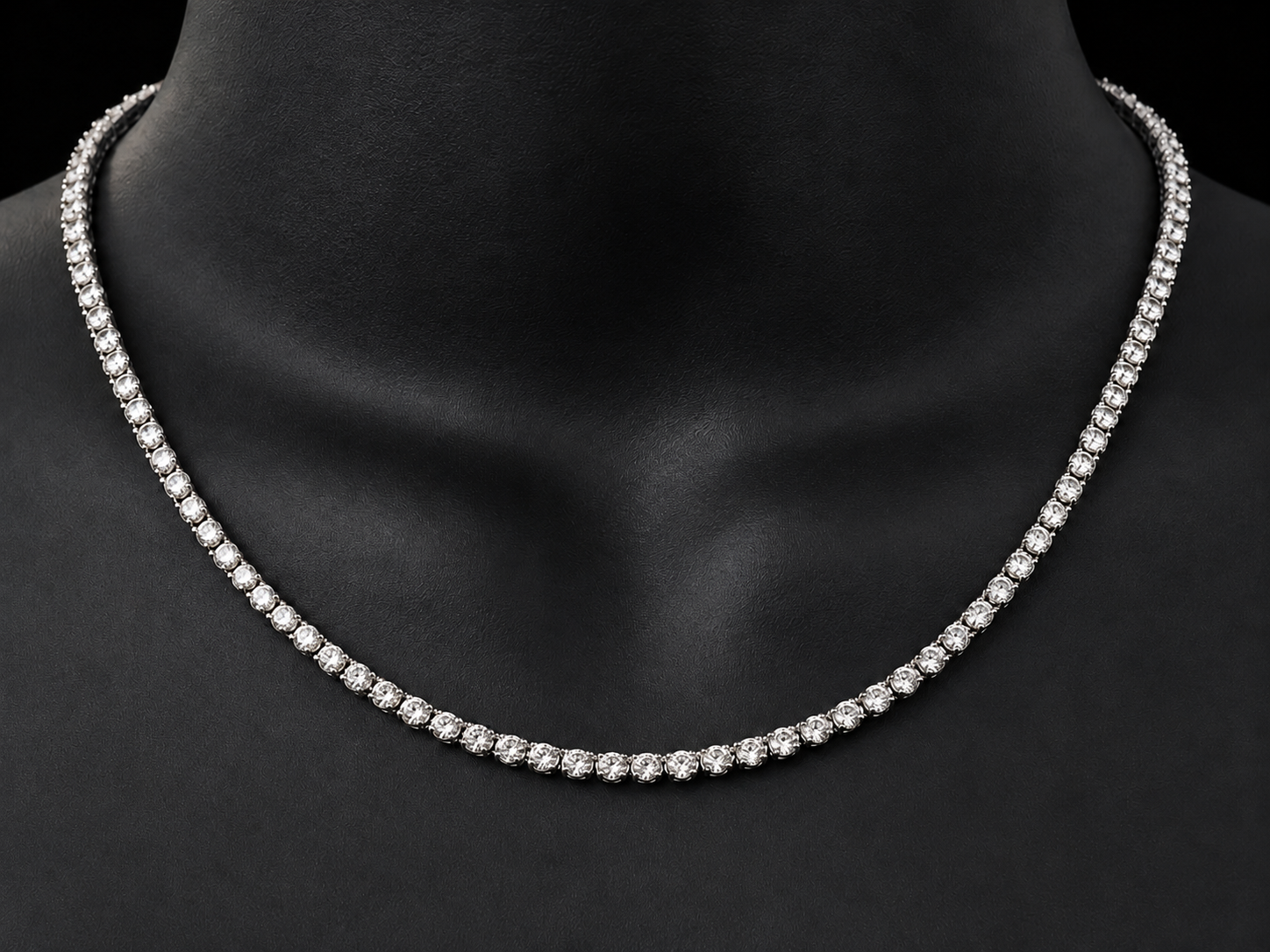 14K White Gold Crown-Set Diamond Tennis Necklace – 3.90 CT Angelica Jewellers