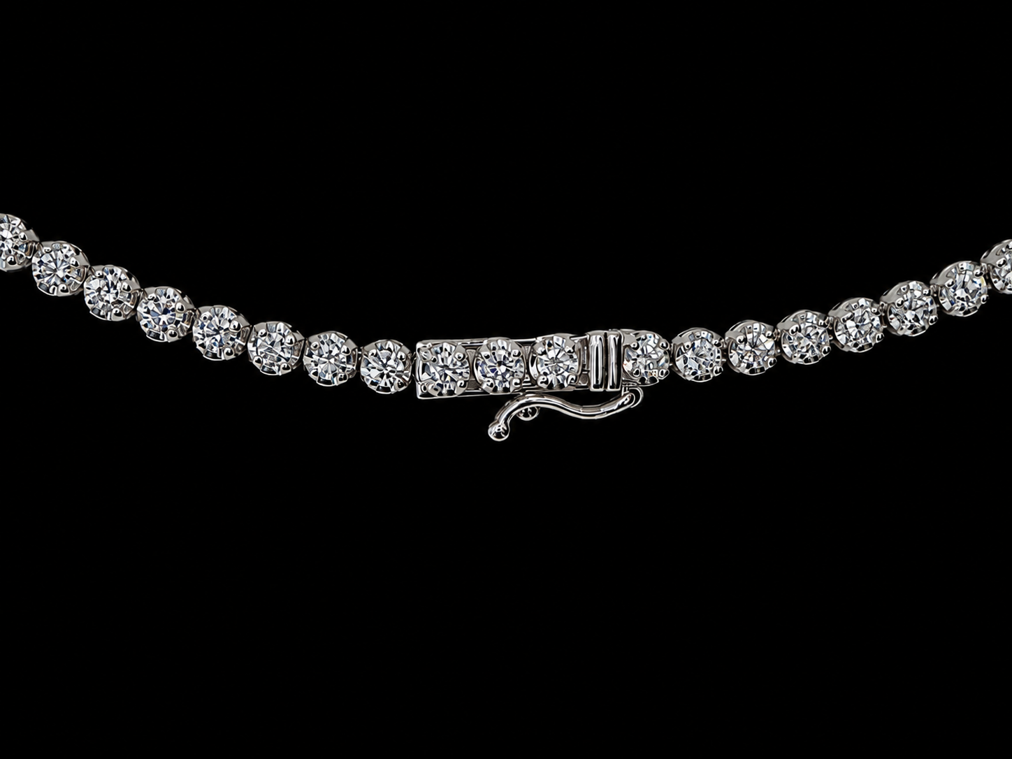 14K White Gold Crown-Set Diamond Tennis Necklace – 3.90 CT Angelica Jewellers