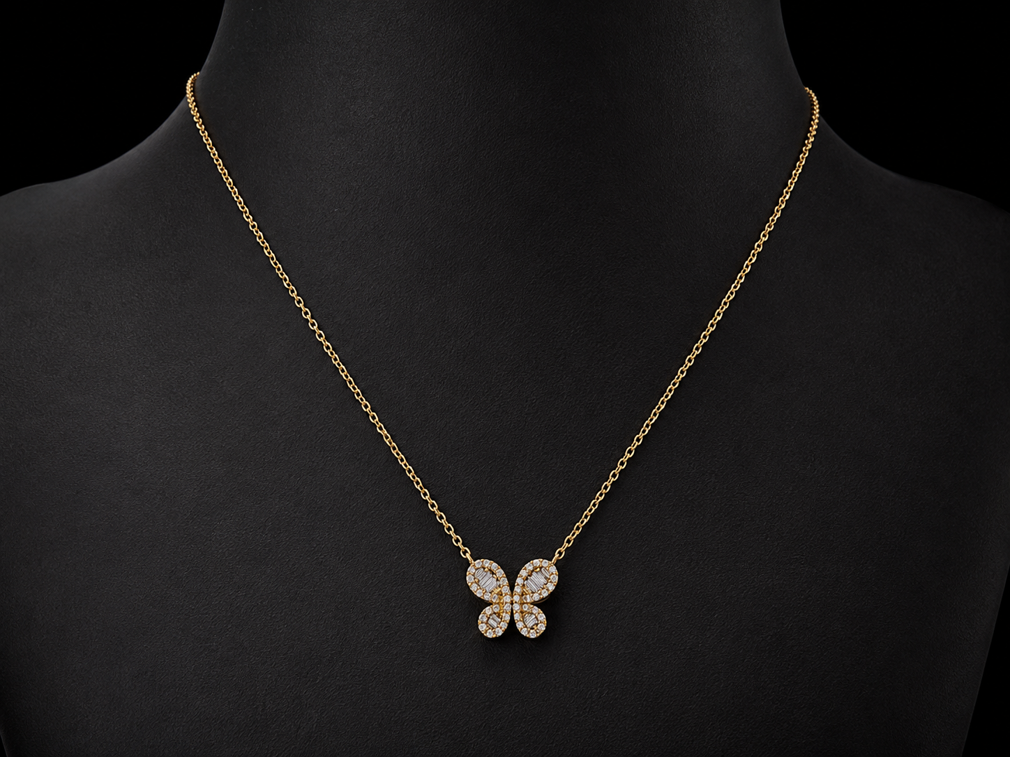14K Yellow Gold Diamond Butterfly Necklace Angelica Jewellers