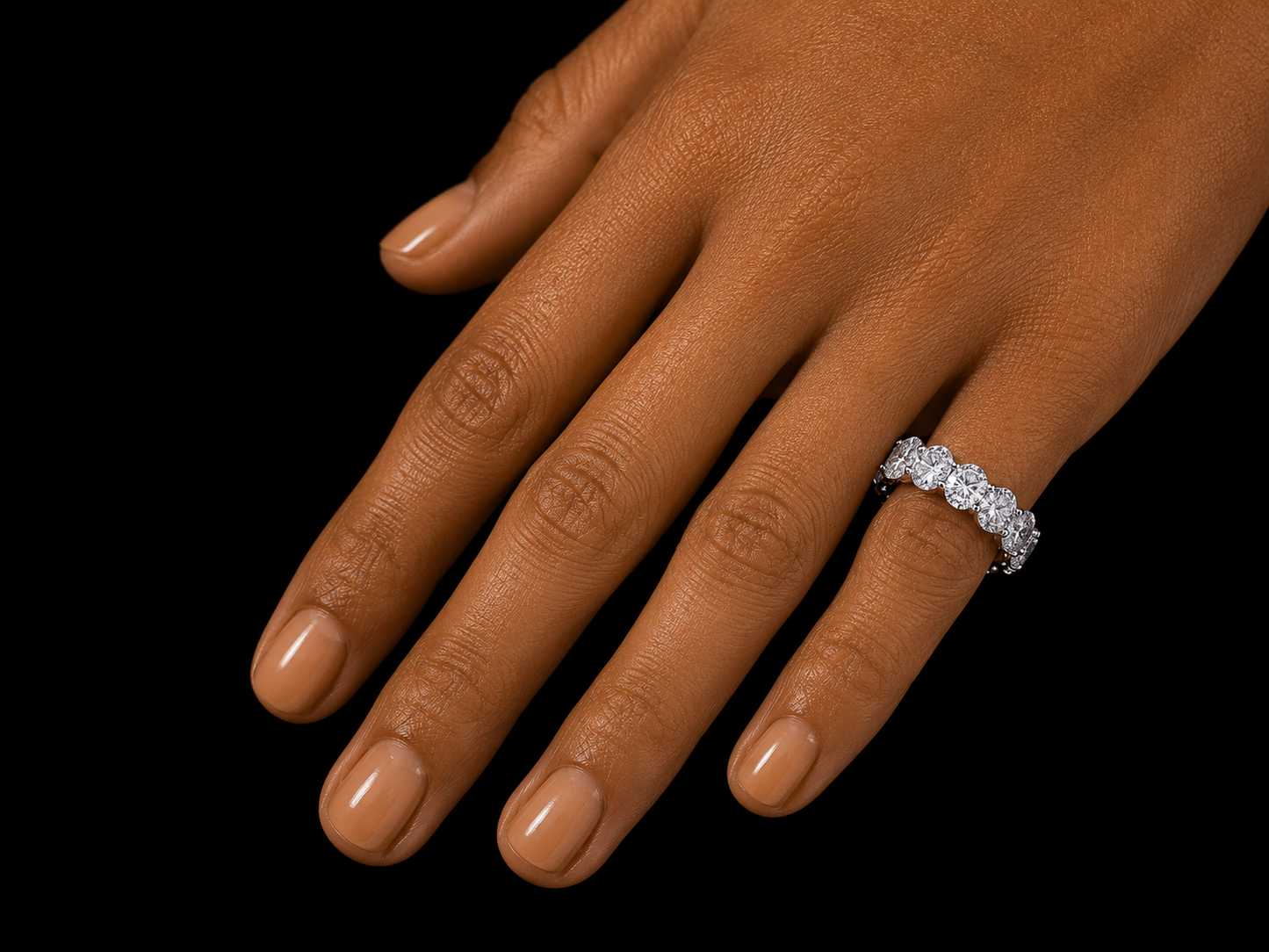 14K White Gold 7.50 CT Oval Lab-Grown Diamond Eternity Band Ring – VS/VVS DEF – Shared Prong | 6.4mm | Unisex (Copy) Angelica Jewellers