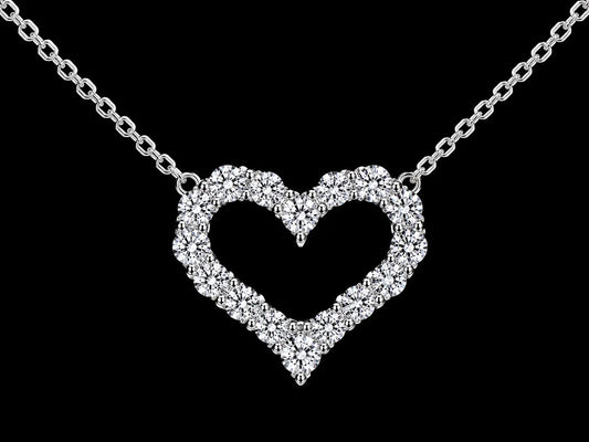 14K White Gold Open Heart Diamond Necklace | 0.76 CTW VVS D–F Natural Diamonds Angelica Jewellers
