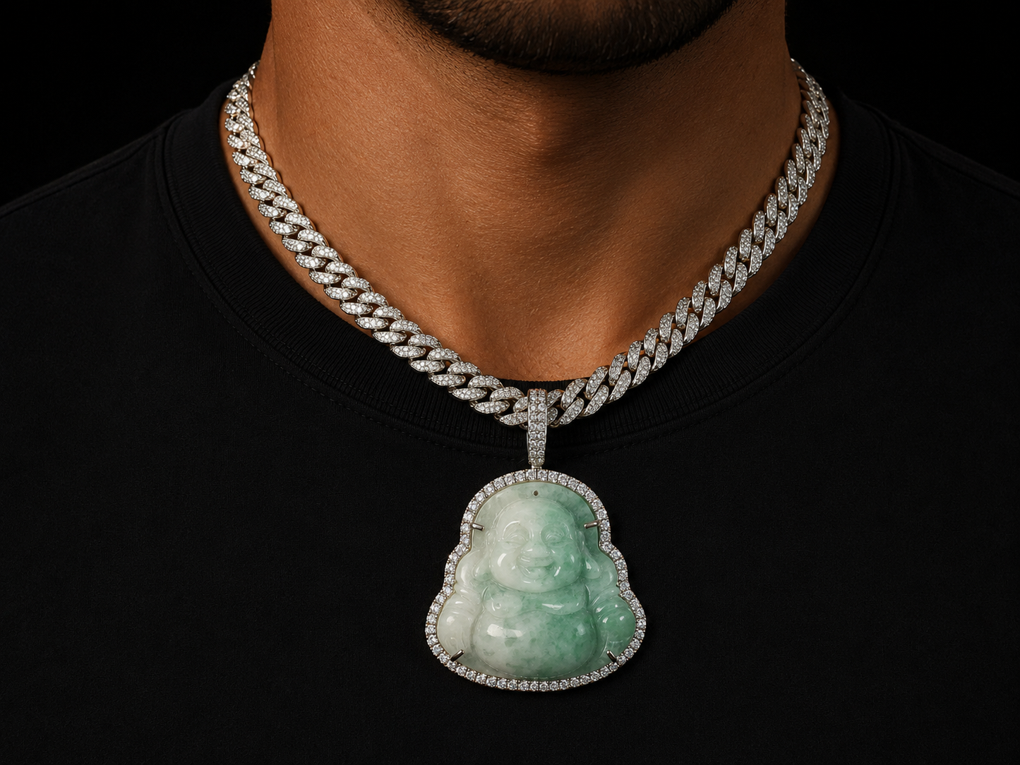 10K YELLOW GOLD DIAMOND & JADE BUDDHA PENDANT Angelica Jewellers