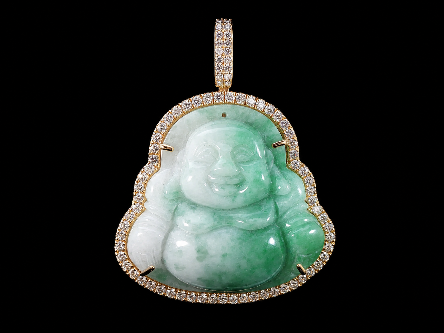 10K YELLOW GOLD DIAMOND & JADE BUDDHA PENDANT Angelica Jewellers