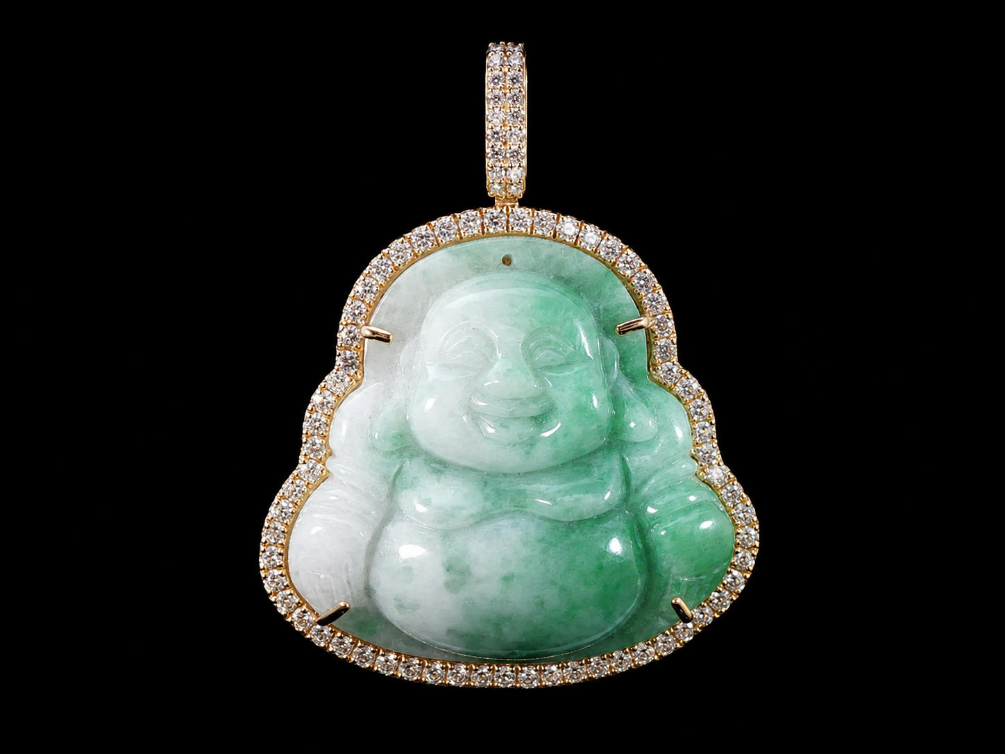 10K YELLOW GOLD DIAMOND & JADE BUDDHA PENDANT Angelica Jewellers