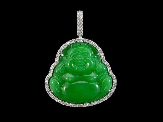 10K WHITE GOLD DIAMOND & JADE BUDDHA PENDANT Angelica Jewellers