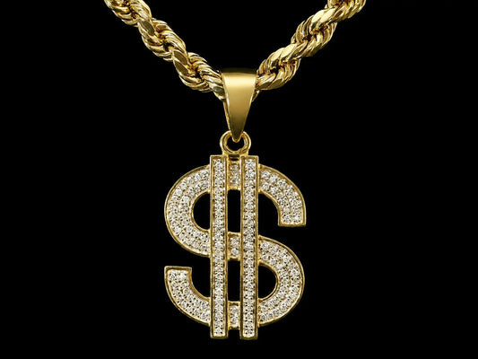 10K YELLOW GOLD DIAMOND MONEY SIGN PENDANT Angelica Jewellers