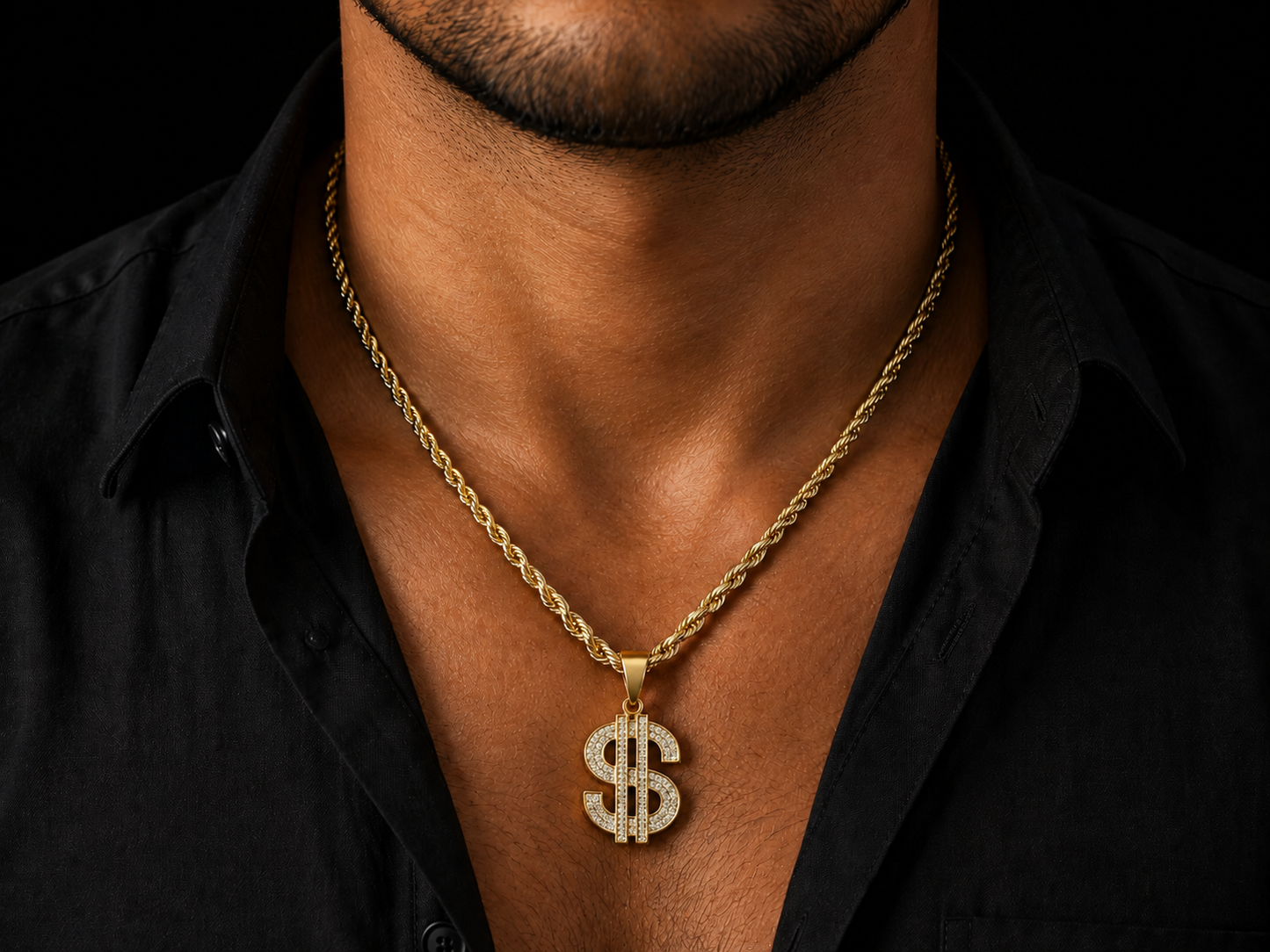 10K YELLOW GOLD DIAMOND MONEY SIGN PENDANT Angelica Jewellers