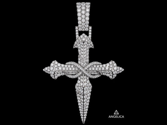 10K White Gold Signature Diamond Cross Pendant – 3.65 CT VVS F Angelica Jewellers